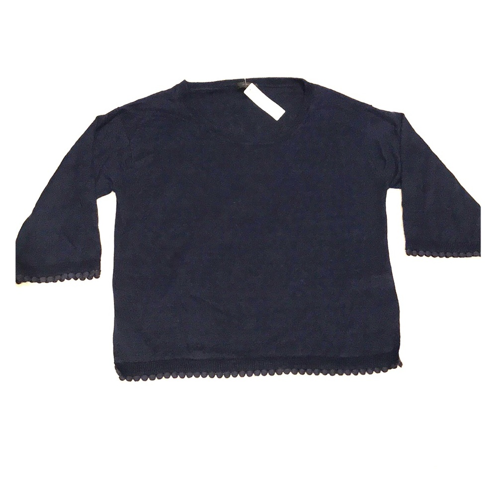 JCrew 3/4 Sleeve Navy Blue Sweater w/ trim detail
